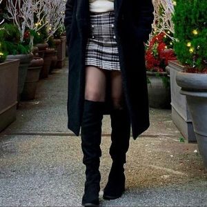 Houndstooth Plaid Pearl Button Detail Skirt Size Large